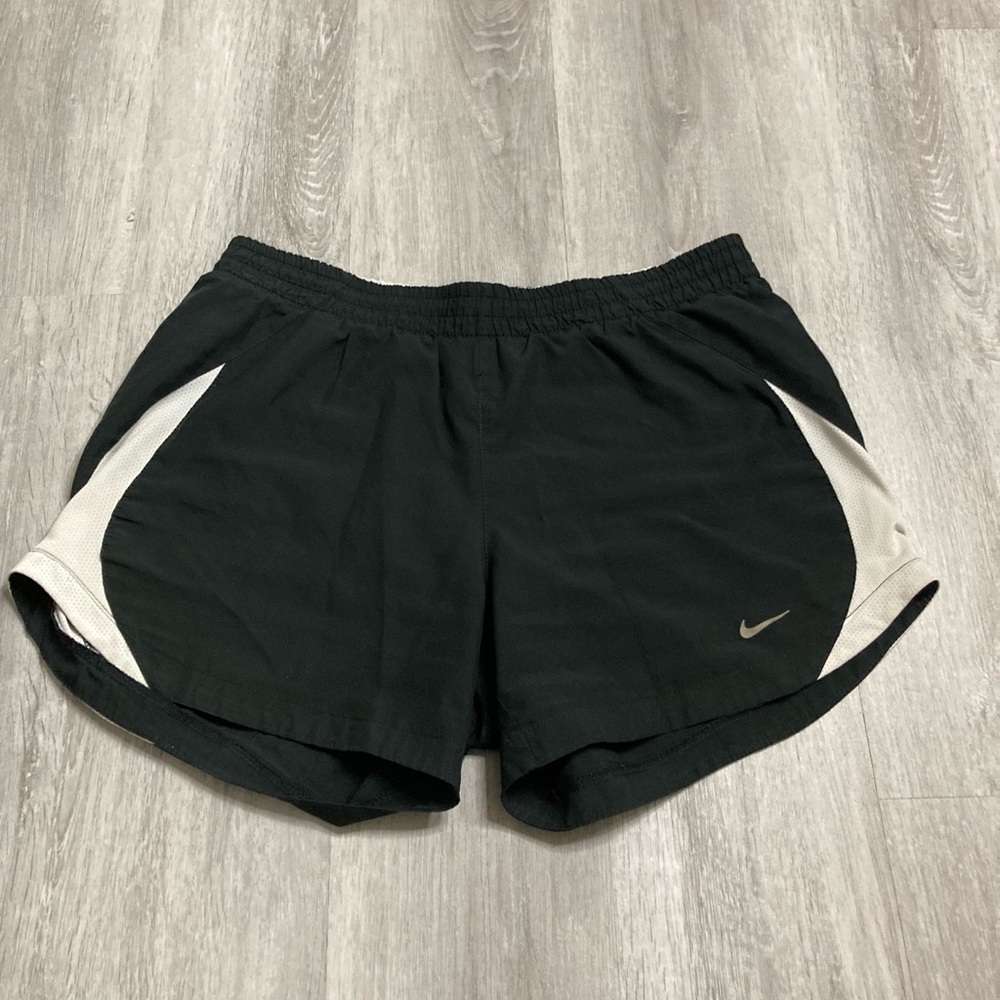 Black and White Nike Running Shorts with Drawstring Small